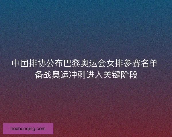 中国排协公布巴黎奥运会女排参赛名单 备战奥运冲刺进入关键阶段